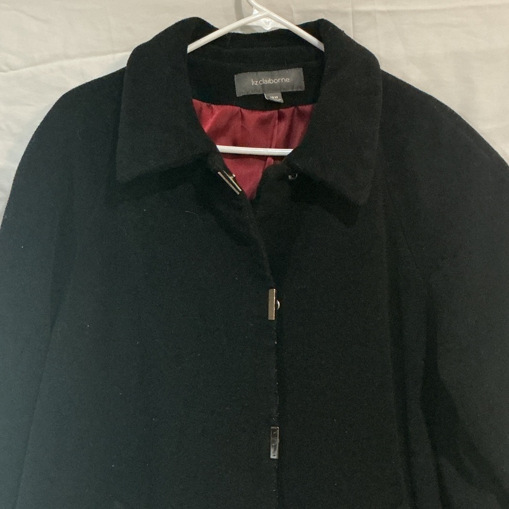 Liz Claiborne Elegant Black Pea Coat - Picture 2 of 8